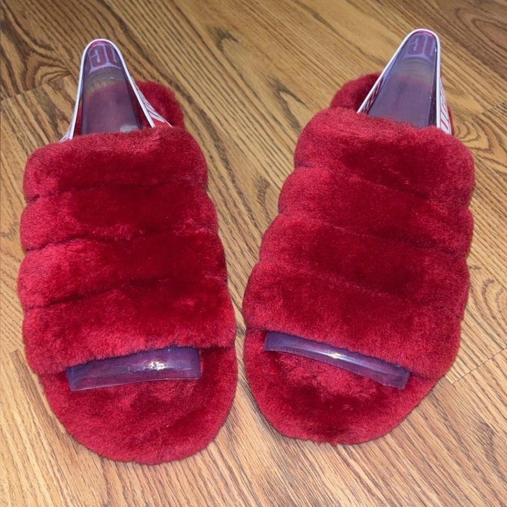 UGG Red Fuzzy Slippers